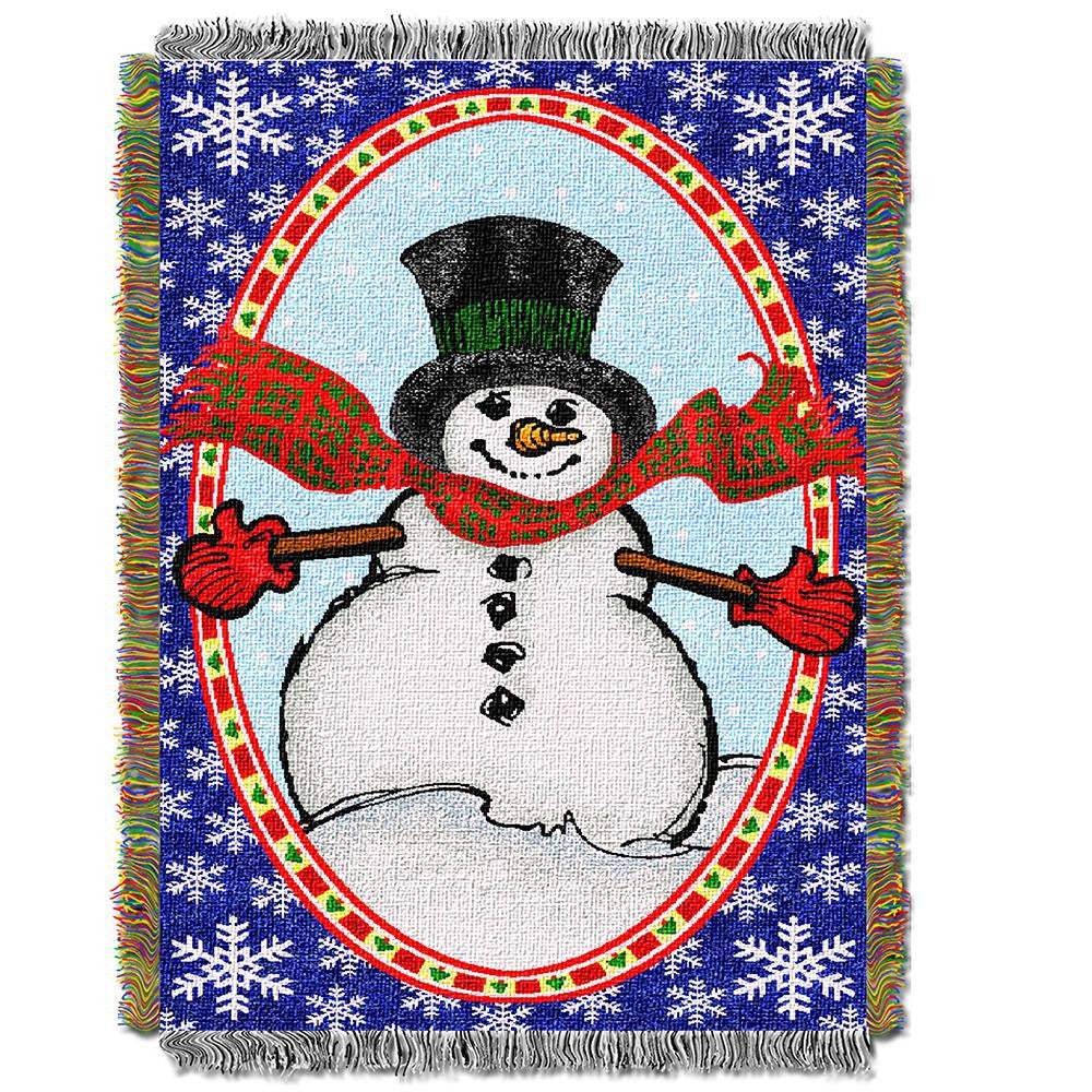 Bright Happy Snowmane Woven Tapestry Throw (48inx60in)