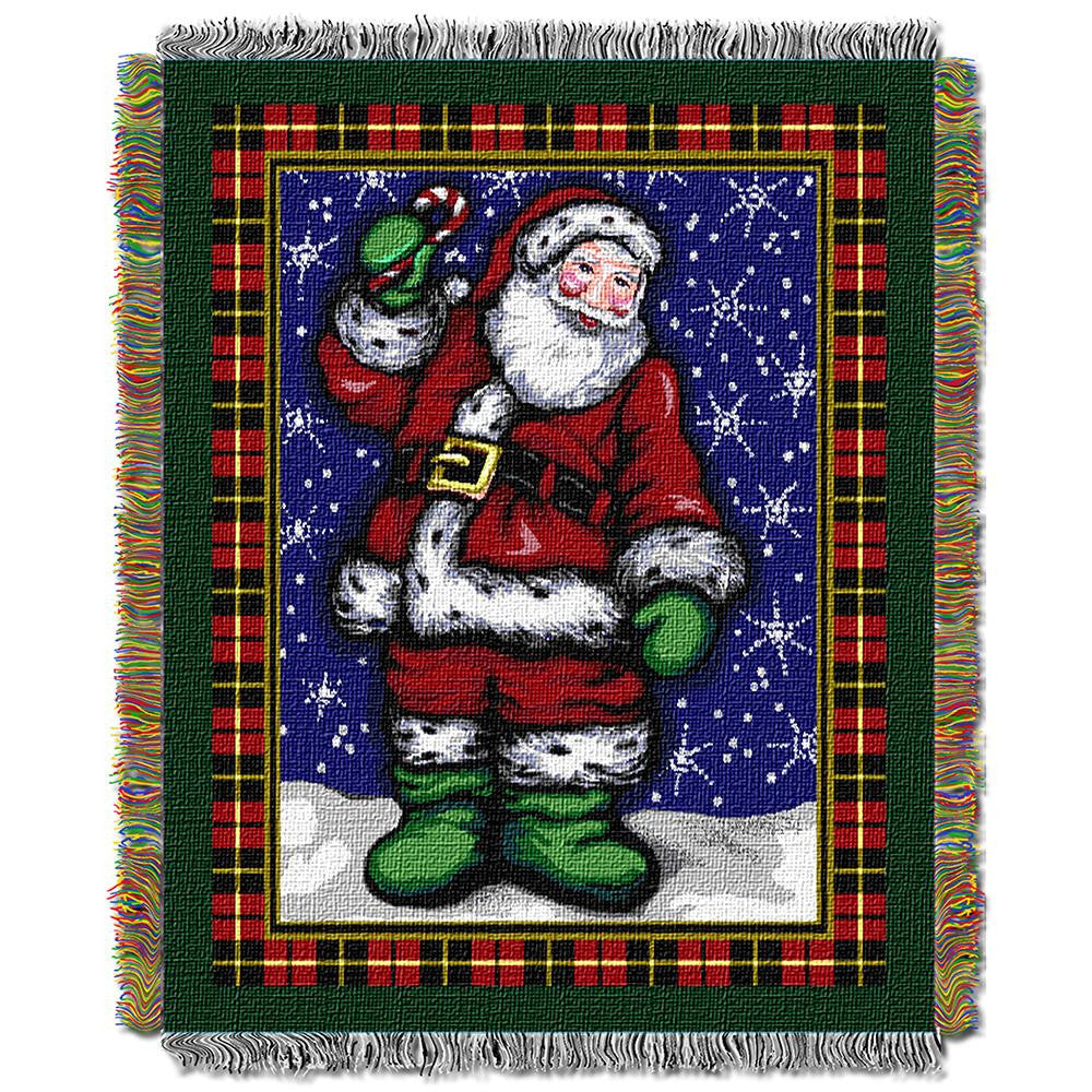 Plaid Santa Woven Tapestry Throw (48inx60in)