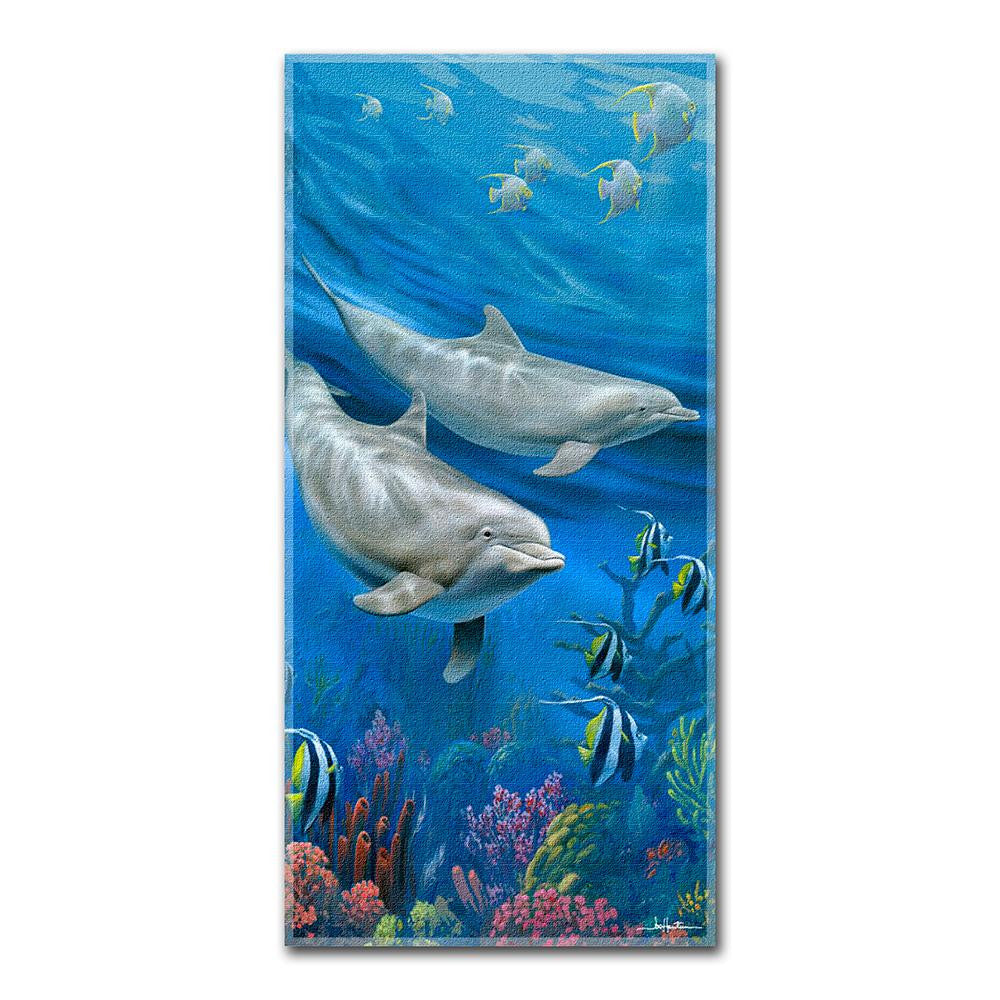 Hautman Bros. - Dolphins Fiber Reactive Beach Towel (28in x 58in)