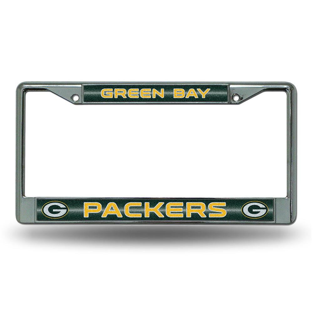 Green Bay Packers NFL Bling Glitter Chrome License Plate Frame