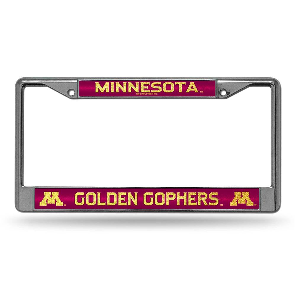 Minnesota Golden Gophers NCAA Bling Glitter Chrome License Plate Frame
