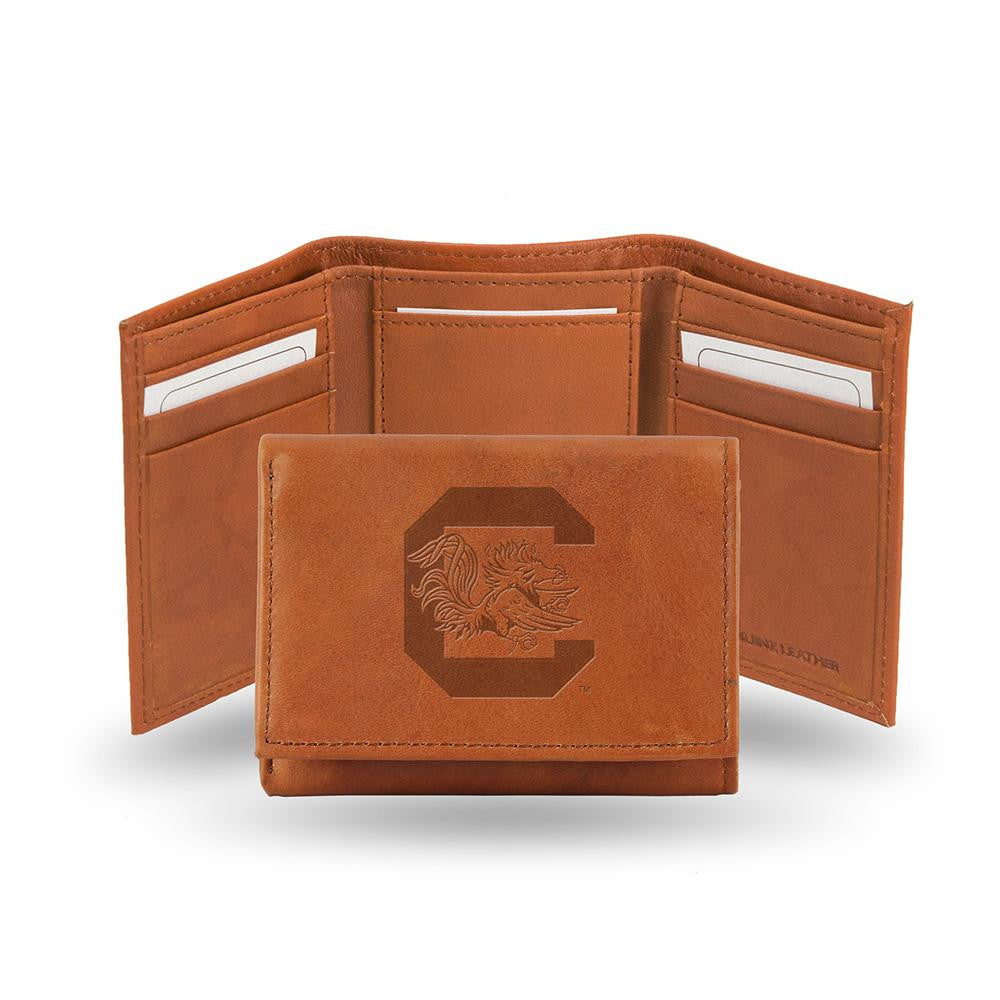 South Carolina Gamecocks Tri-Fold Wallet (Pecan Cowhide)
