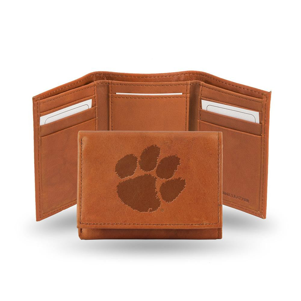 Clemson Tigers Tri-Fold Wallet (Pecan Cowhide)