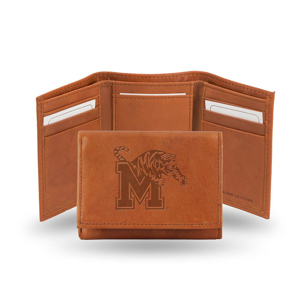 Memphis Tigers Tri-Fold Wallet (Pecan Cowhide)