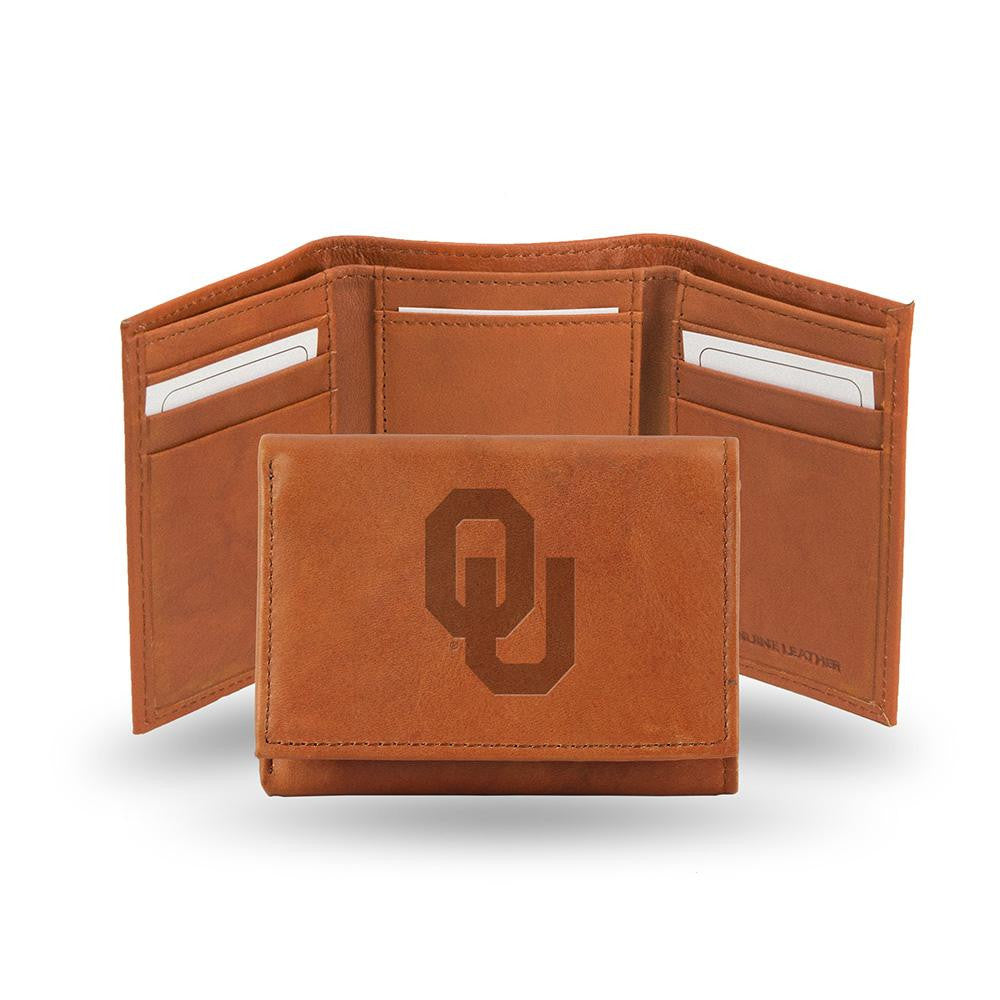 Oklahoma Sooners Tri-Fold Wallet (Pecan Cowhide)