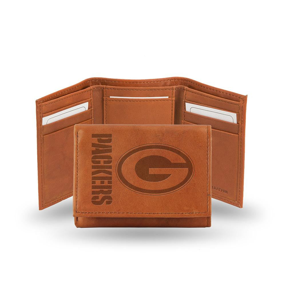 Green Bay Packers Tri-Fold Wallet (Pecan Cowhide)