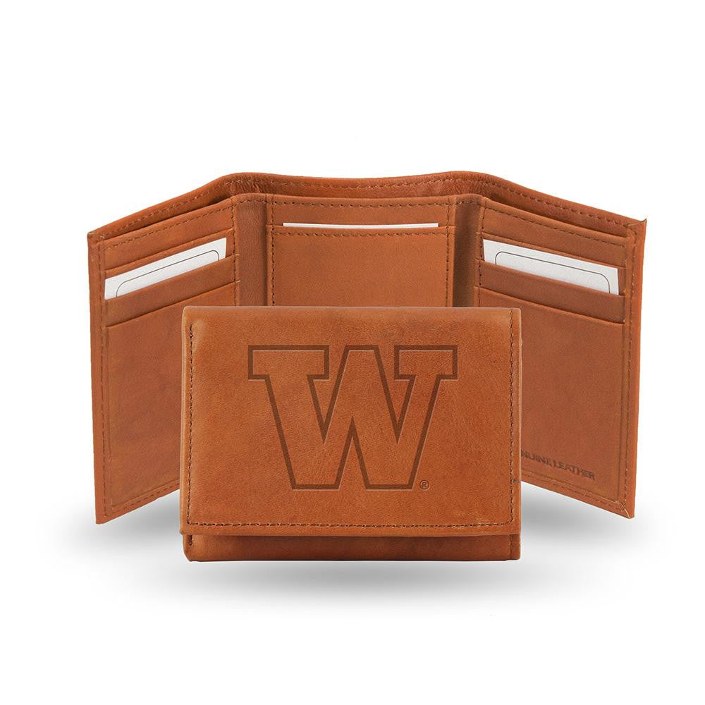 Washington Huskies Tri-Fold Wallet (Pecan Cowhide)