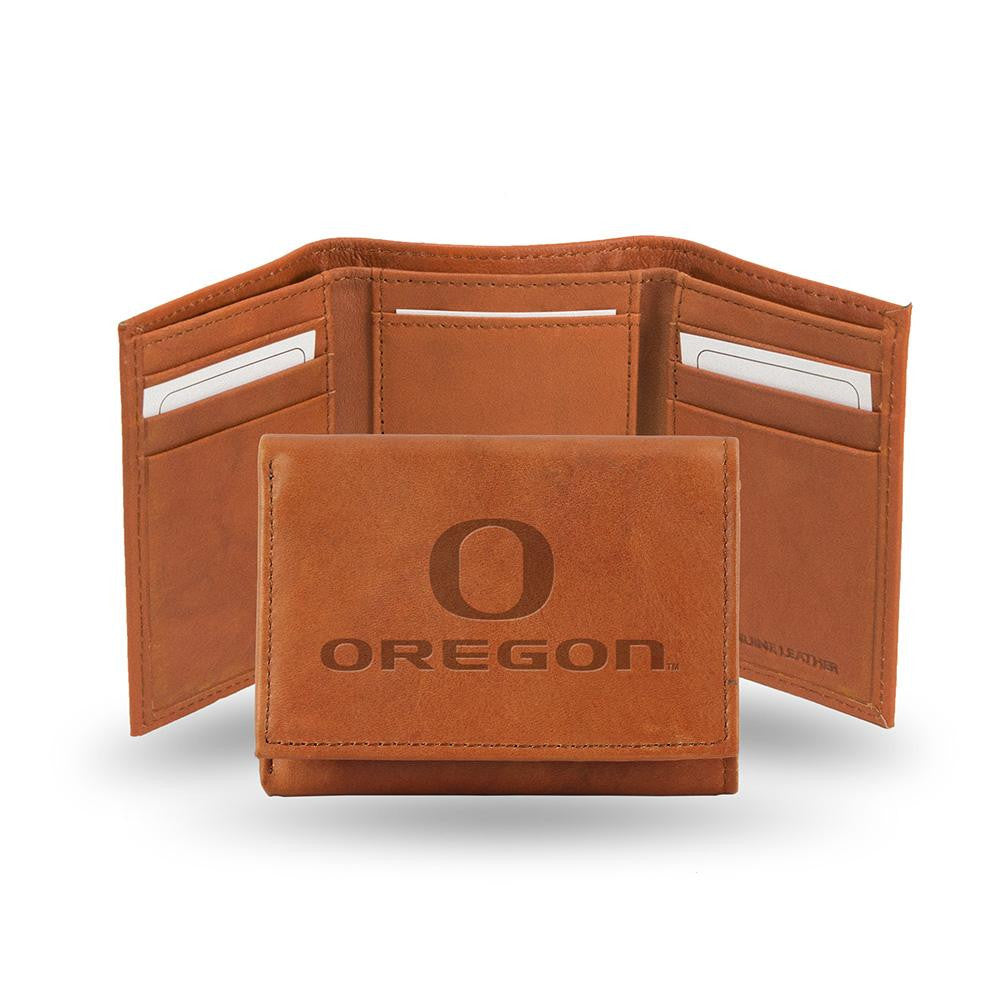 Oregon Ducks Tri-Fold Wallet (Pecan Cowhide)