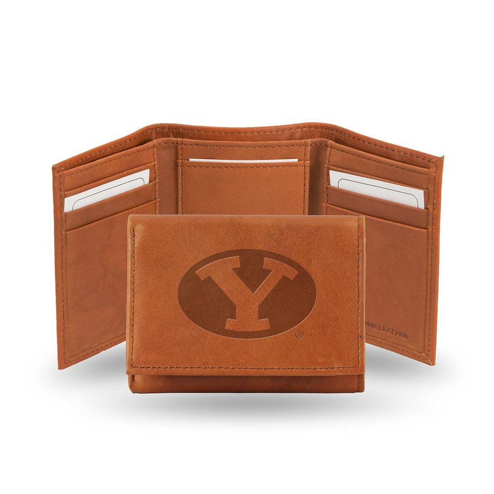 Brigham Young Cougars Tri-Fold Wallet (Pecan Cowhide)