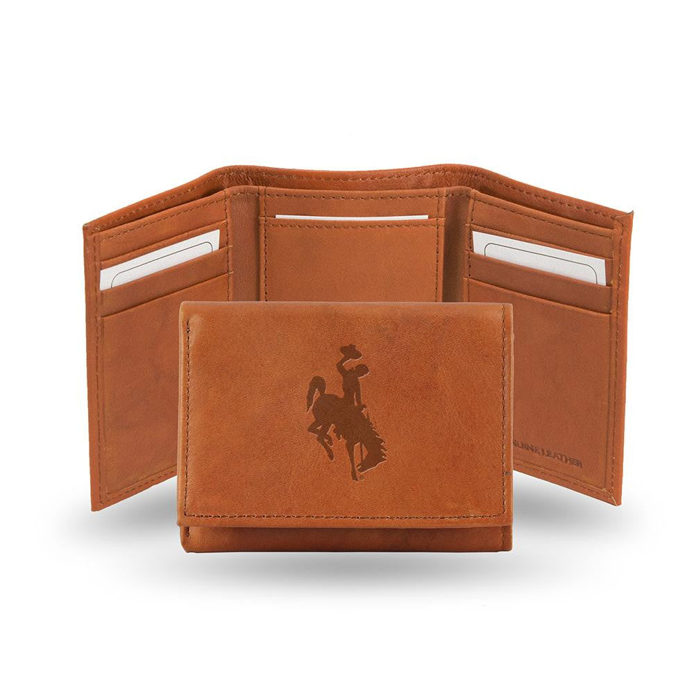 Wyoming Cowboys Tri-Fold Wallet (Pecan Cowhide)