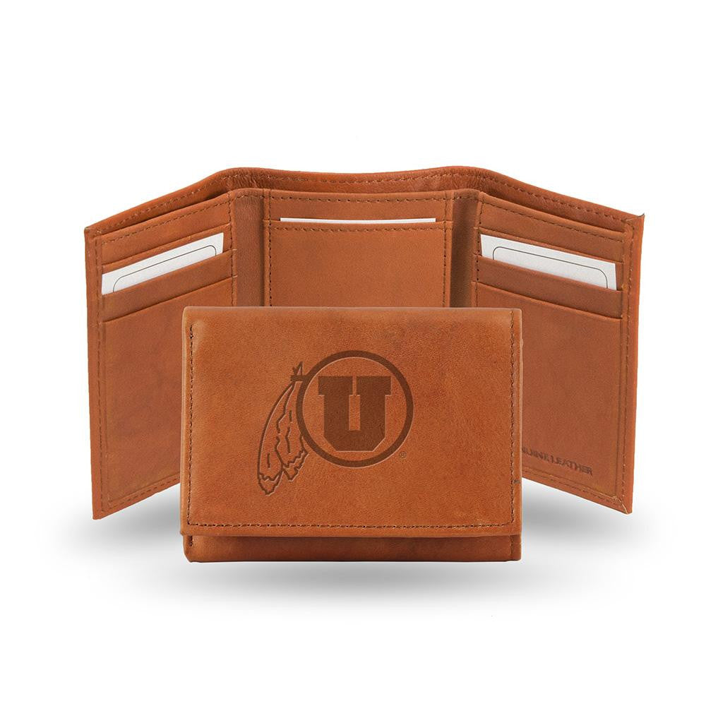 Utah Utes Tri-Fold Wallet (Pecan Cowhide)