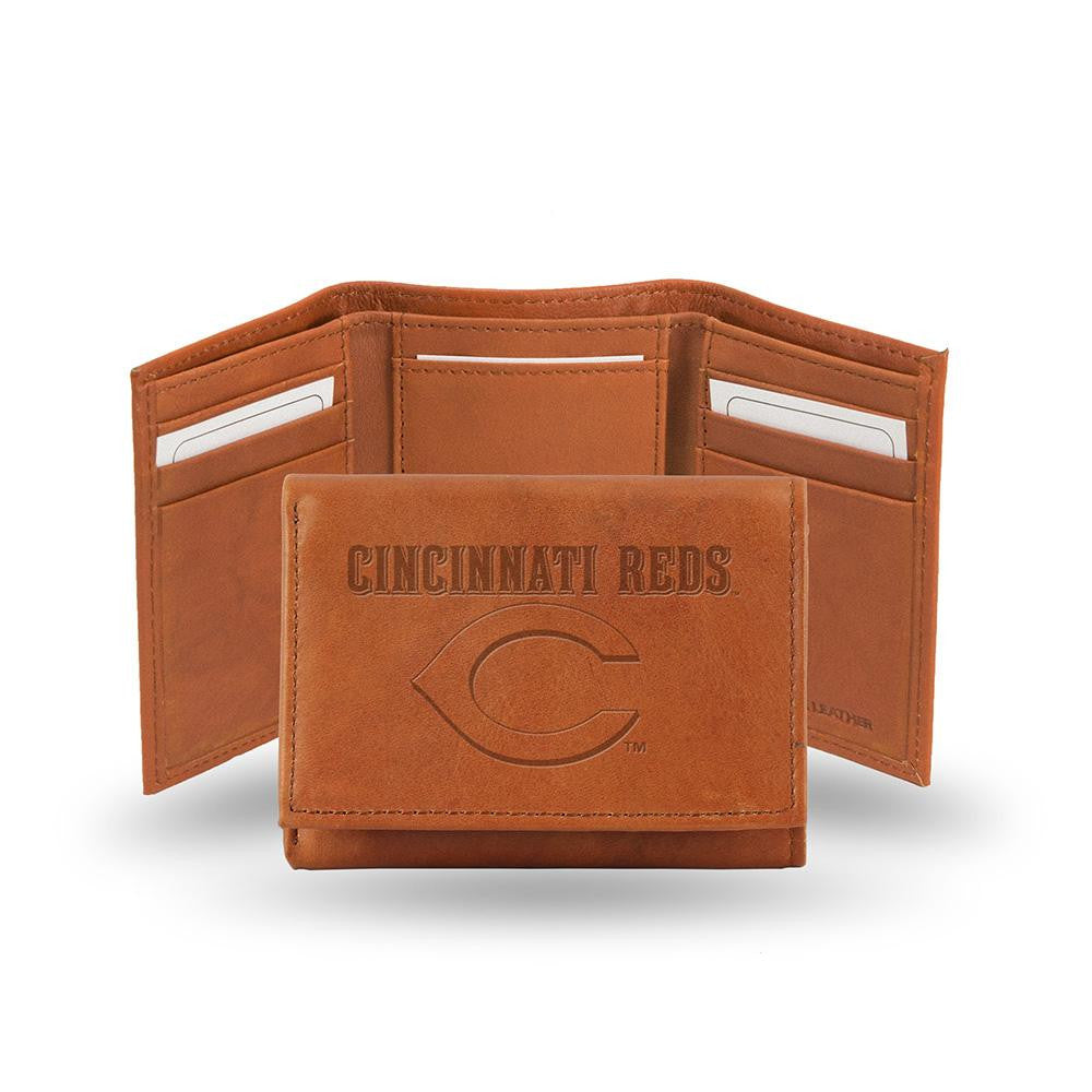 Cincinnati Reds Tri-Fold Wallet (Pecan Cowhide)