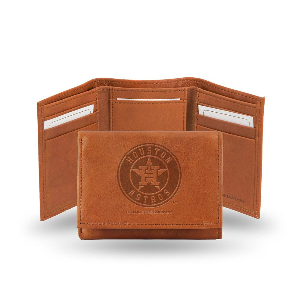 Houston Astros Tri-Fold Wallet (Pecan Cowhide)