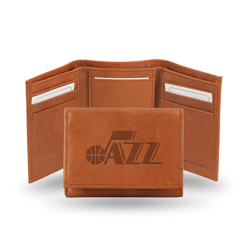 Utah Jazz Tri-Fold Wallet (Pecan Cowhide)