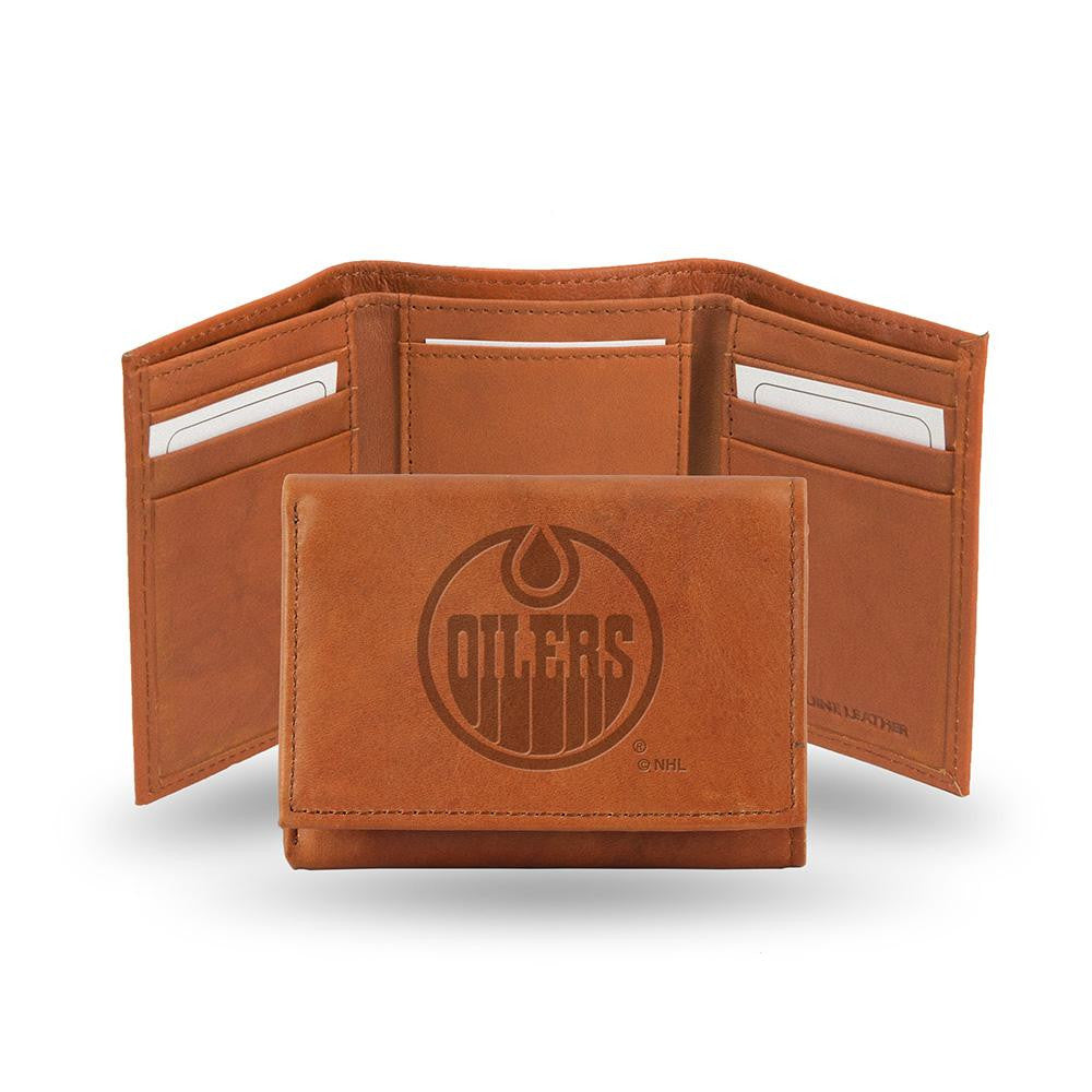 Edmonton Oilers Tri-Fold Wallet (Pecan Cowhide)