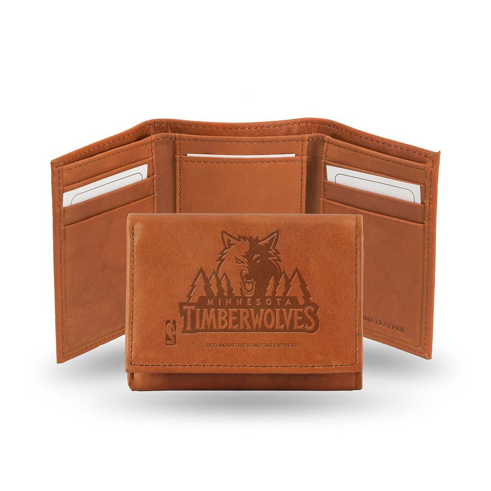 Minnesota Timberwolves Tri-Fold Wallet (Pecan Cowhide)