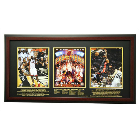 "2012-2013 Miami Heat Champions Limited Edition Triple 8x10 Frame, Mahogany"