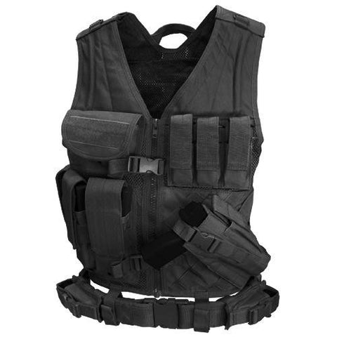 Cross Draw Tactical Vest - Color: Black - XLarge - XXLarge