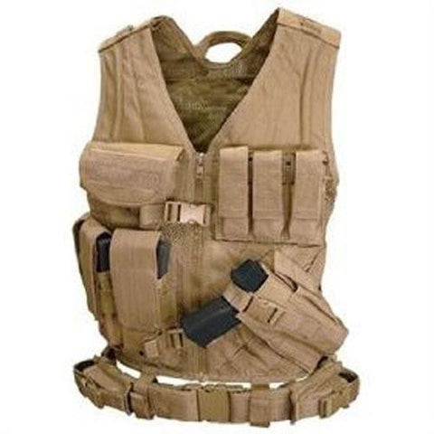 Cross Draw Tactical Vest - Color: Tan - XLarge - XXLarge