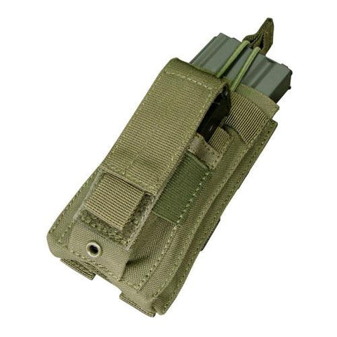 "Kangaroo Magazine Pouch holds (1) M4-M16 Mag, (1) Pistol Mag - Color: OD Green"