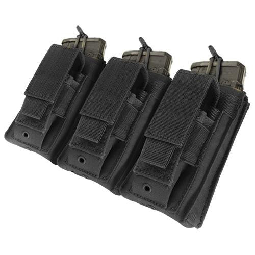 "Triple Kangaroo Magazine Pouch holds (3) M4-M16 Mag, (3) Pistol Mag - Color: Black"