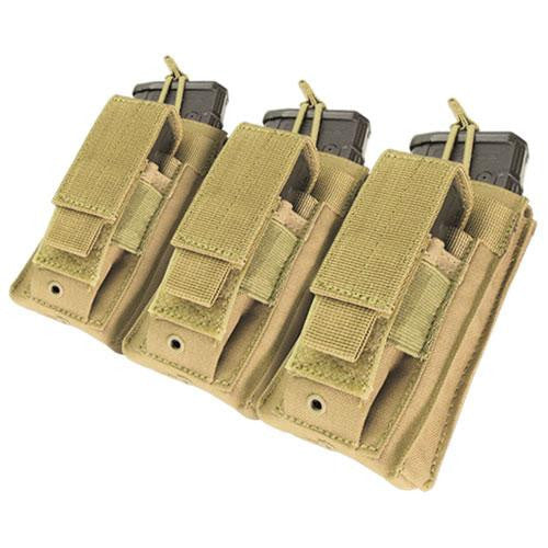 "Triple Kangaroo Magazine Pouch holds (3) M4-M16 Mag, (3) Pistol Mag - Color: Tan"