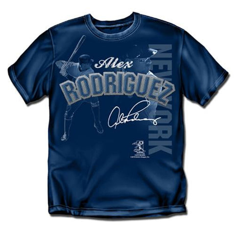 New York Yankees MLB Alex Rodriguez Players Stitch Boys Tee (Navy) (Medium)