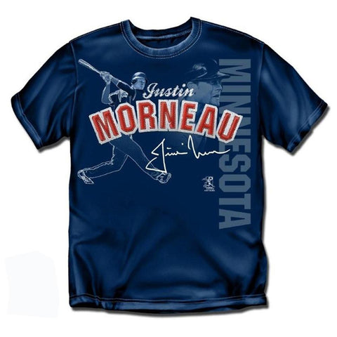 Minnesota Twins MLB Justin Morneau Players Stitch Boys Tee (Navy) (Large)