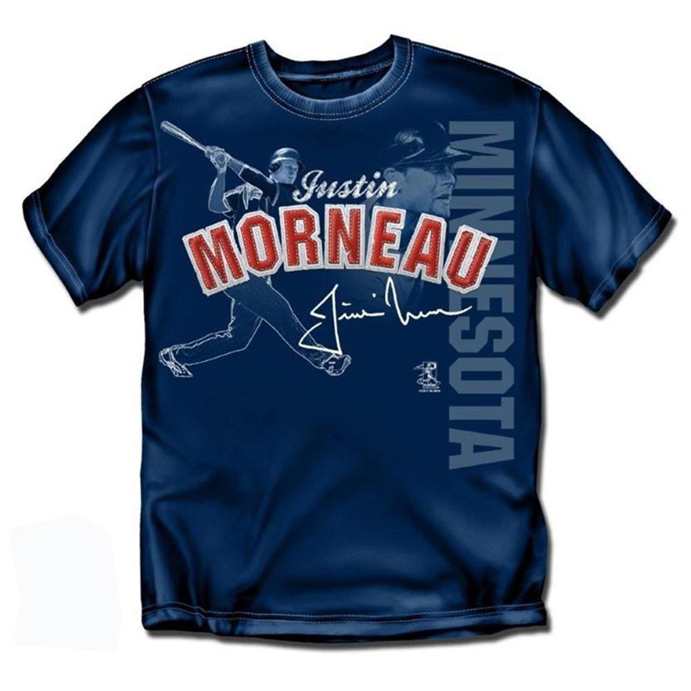 Minnesota Twins MLB Justin Morneau Players Stitch Boys Tee (Navy) (X Large)