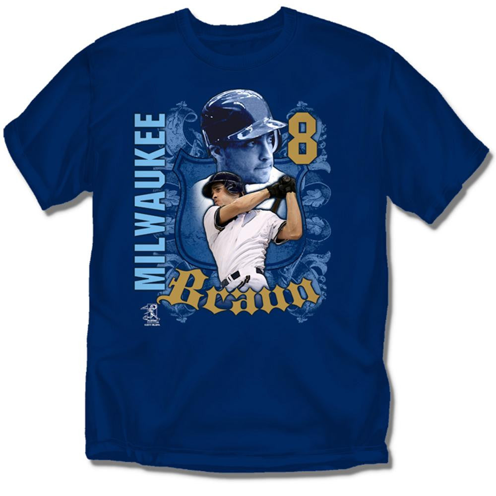 Milwaukee Brewers MLB Ryan Braun #8 Players Shield Boys Tee (Navy)