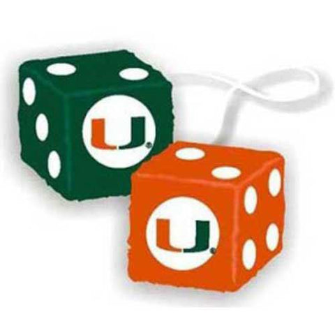 Miami Hurricanes NCAA 3 Car Fuzzy Dice