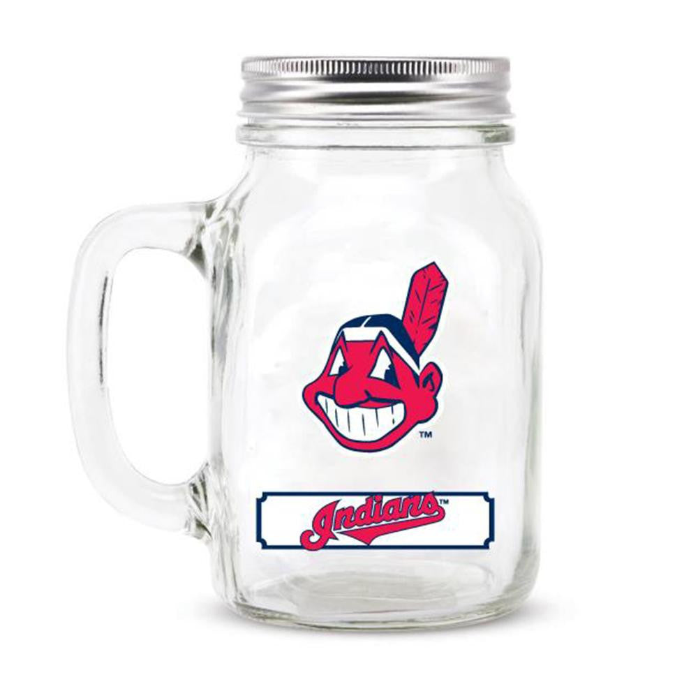 Cleveland Indians MLB Mason Jar Glass With Lid