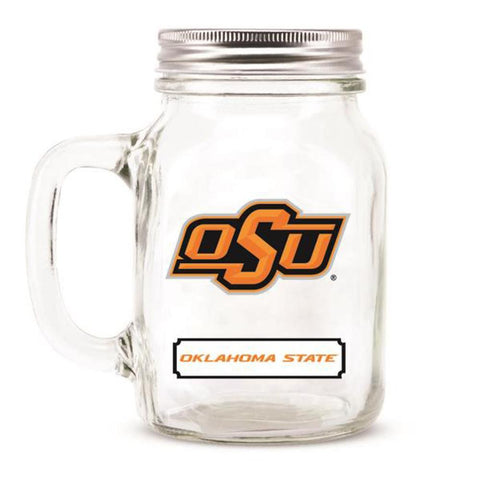 Oklahoma State Cowboys NCAA Mason Jar Glass With Lid