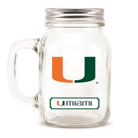 Miami Hurricanes NCAA Mason Jar Glass With Lid