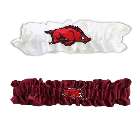 Arkansas Razorbacks NCAA Garter Set One to Keep One to Throw (White-Maroon)