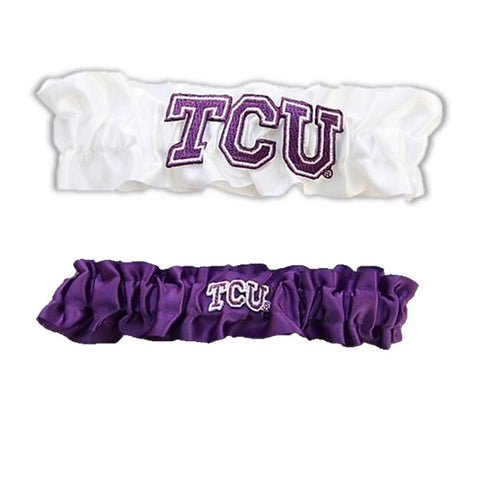 Texas Christian Horned Frogs NCAA Garter Set One to Keep One to Throw (White-Purple)