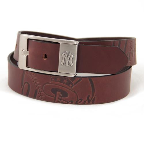 New York Yankees MLB Men's Embossed Leather Belt (Size 38)