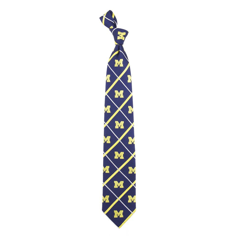 Michigan Wolverines NCAA Silver Line Woven Silk Mens Tie