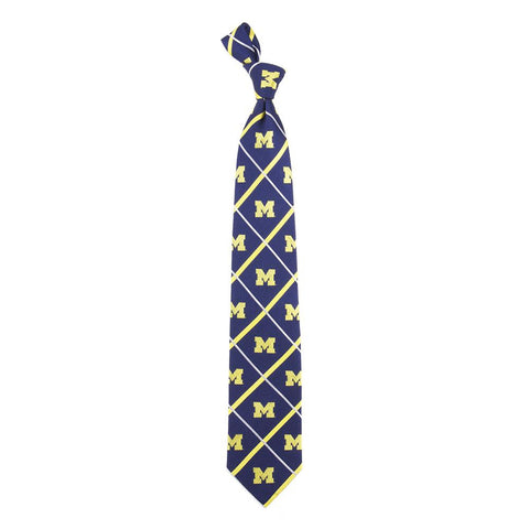 Michigan Wolverines NCAA Silver Line Woven Silk Mens Tie