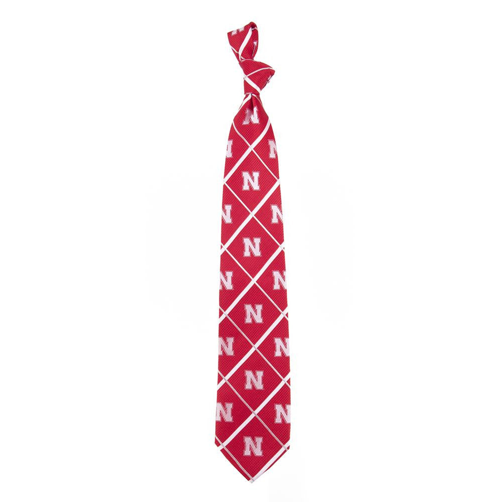 Nebraska Cornhuskers NCAA Silver Line Woven Silk Mens Tie