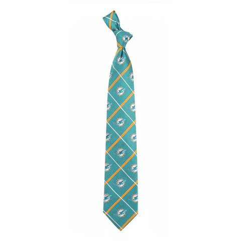 Miami Dolphins NFL Silver Line Woven Silk Mens Tie