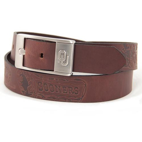 Oklahoma Sooners NCAA Men's Embossed Leather Belt (Size 32)