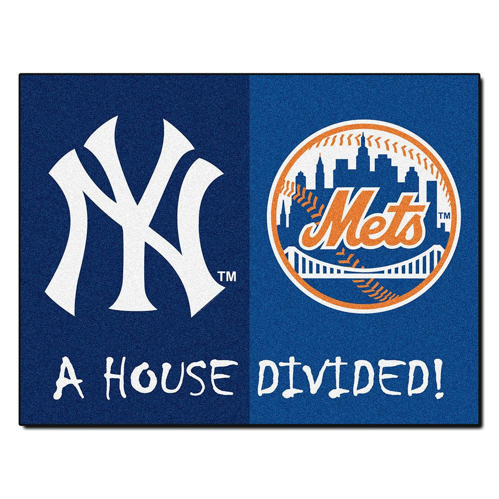 Yankees - Mets  MLB House Divided NFL All-Star Floor Mat (34x45)