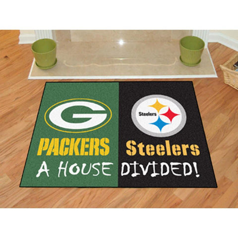 Green Bay Packers-Pittsburgh Steelers NFL House Divided NFL All-Star Floor Mat (34x45)