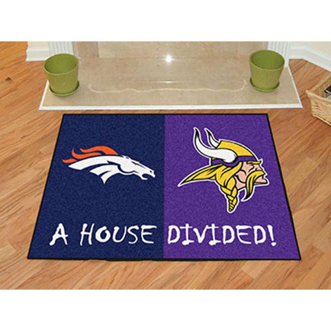 Denver Broncos-Minnesota Vikings NFL House Divided NFL All-Star Floor Mat (34x45)