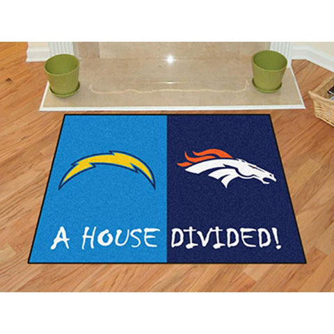 San Diego Chargers-Denver Broncos NFL House Divided NFL All-Star Floor Mat (34x45)