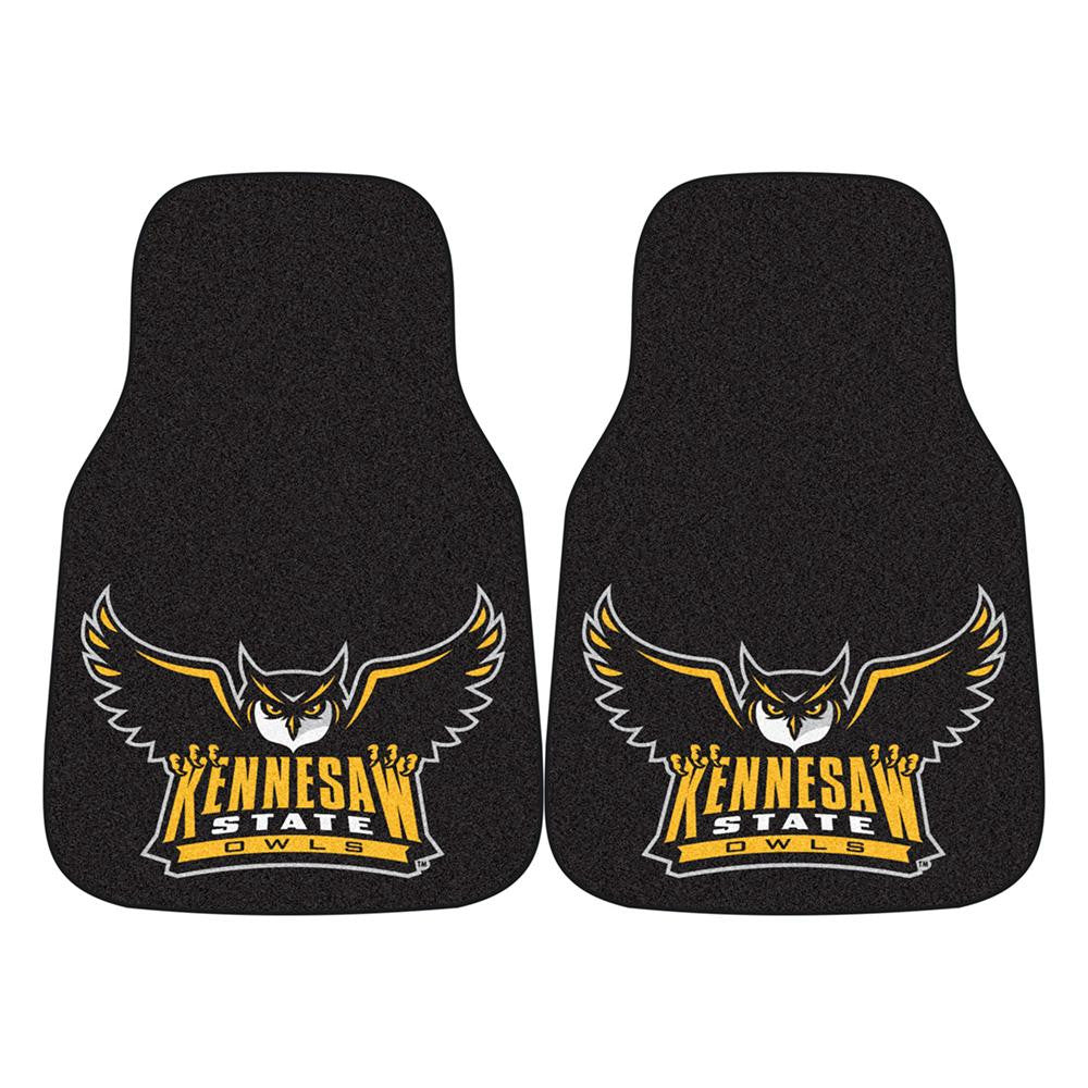 Kennesaw State Owls NCAA 2-Piece Printed Carpet Car Mats (18x27)