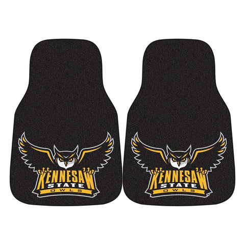 Kennesaw State Owls NCAA 2-Piece Printed Carpet Car Mats (18x27)