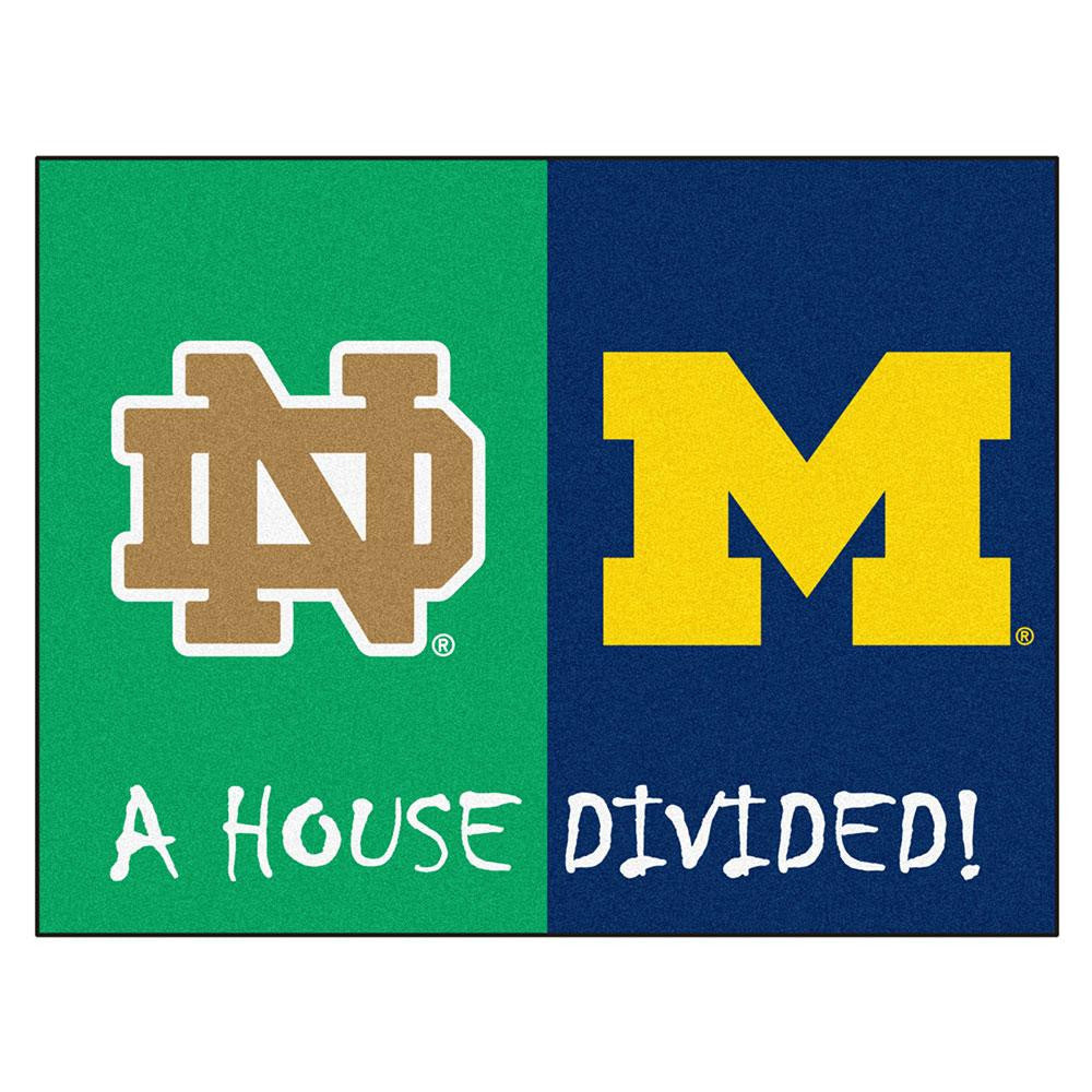 Notre Dame - Michigan NCAA House Divided NFL All-Star Floor Mat (34x45)