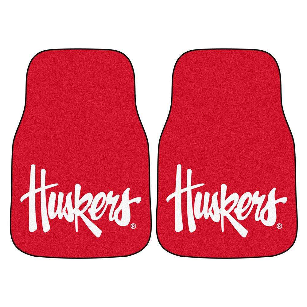 Nebraska Cornhuskers NCAA 2-Piece Printed Carpet Car Mats (18x27)